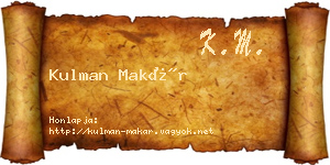 Kulman Makár névjegykártya